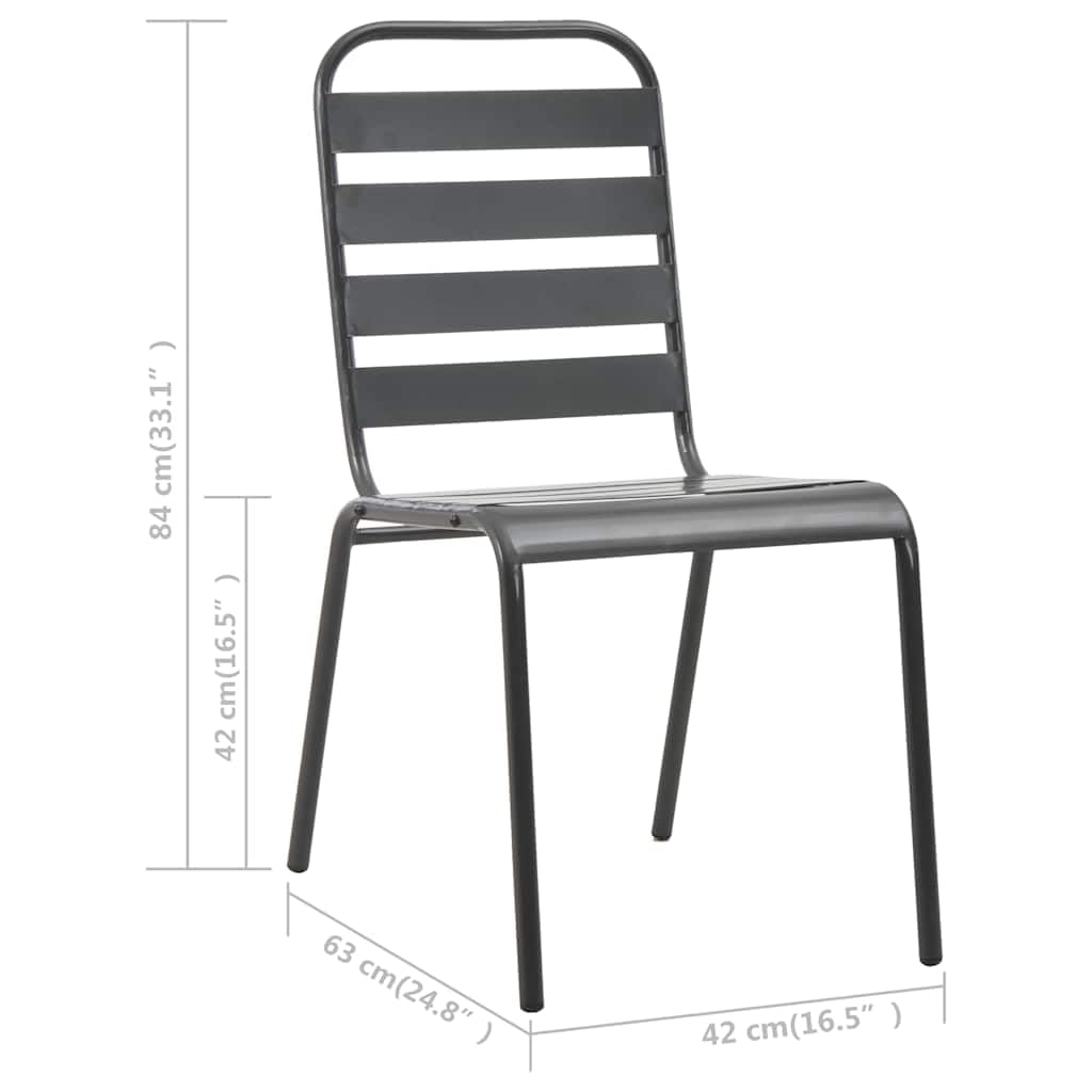 Stackable Patio Dining Chairs Set of 2 Dark Grey Steel Z626269
