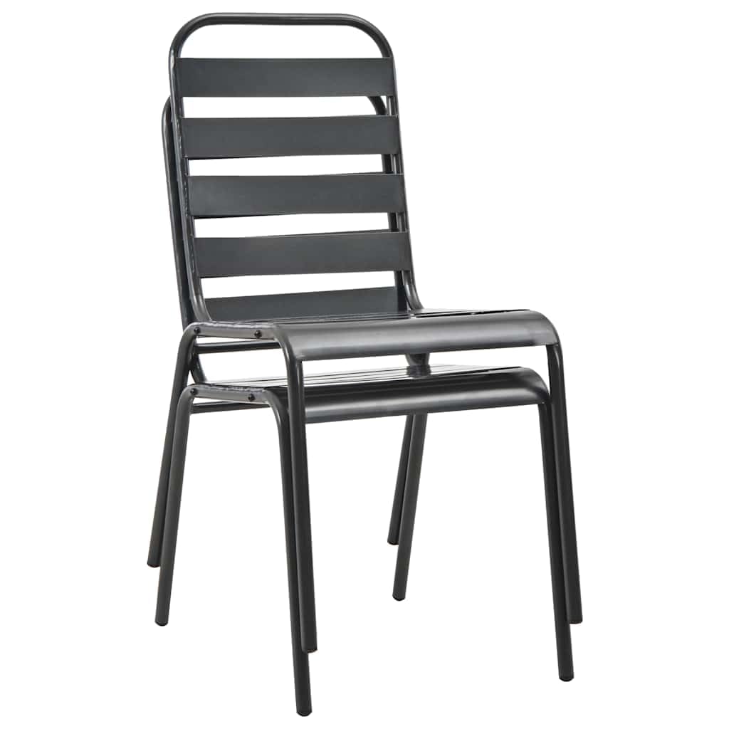 Stackable Patio Dining Chairs Set of 2 Dark Grey Steel Z626269