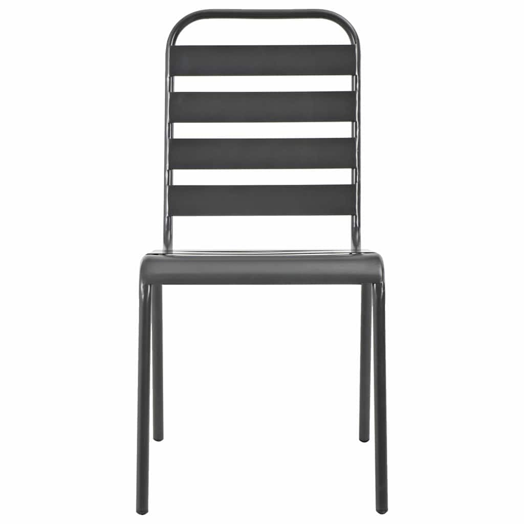 Stackable Patio Dining Chairs Set of 2 Dark Grey Steel Z626269