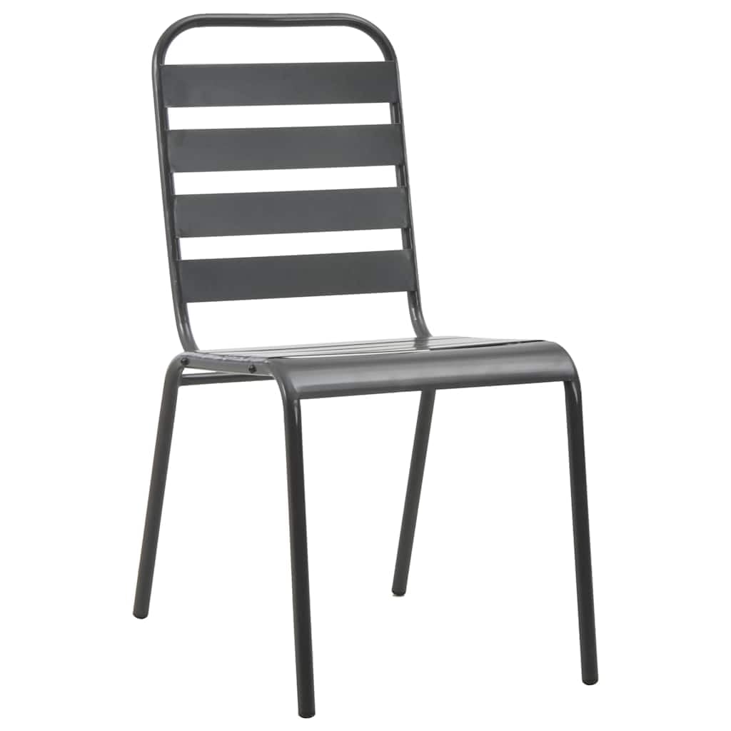 Stackable Patio Dining Chairs Set of 2 Dark Grey Steel Z626269