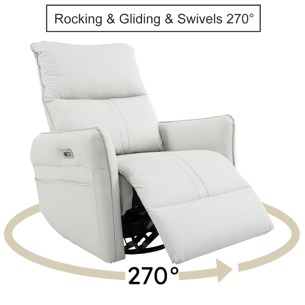 Power Swivel Rocker Recliner Chair Light Gray I320