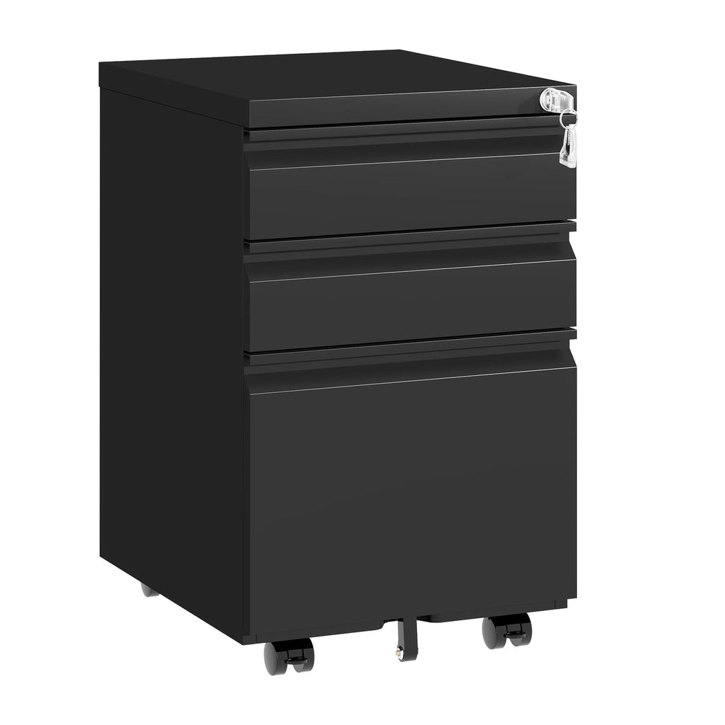 3 Drawer Black Steel File Cabinet with Lock V25970