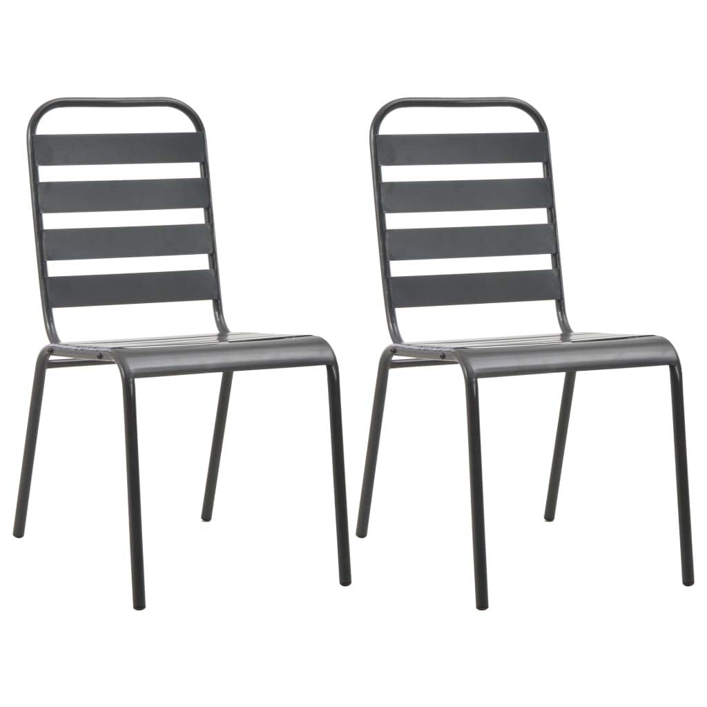 Stackable Patio Dining Chairs Set of 2 Dark Grey Steel Z626269