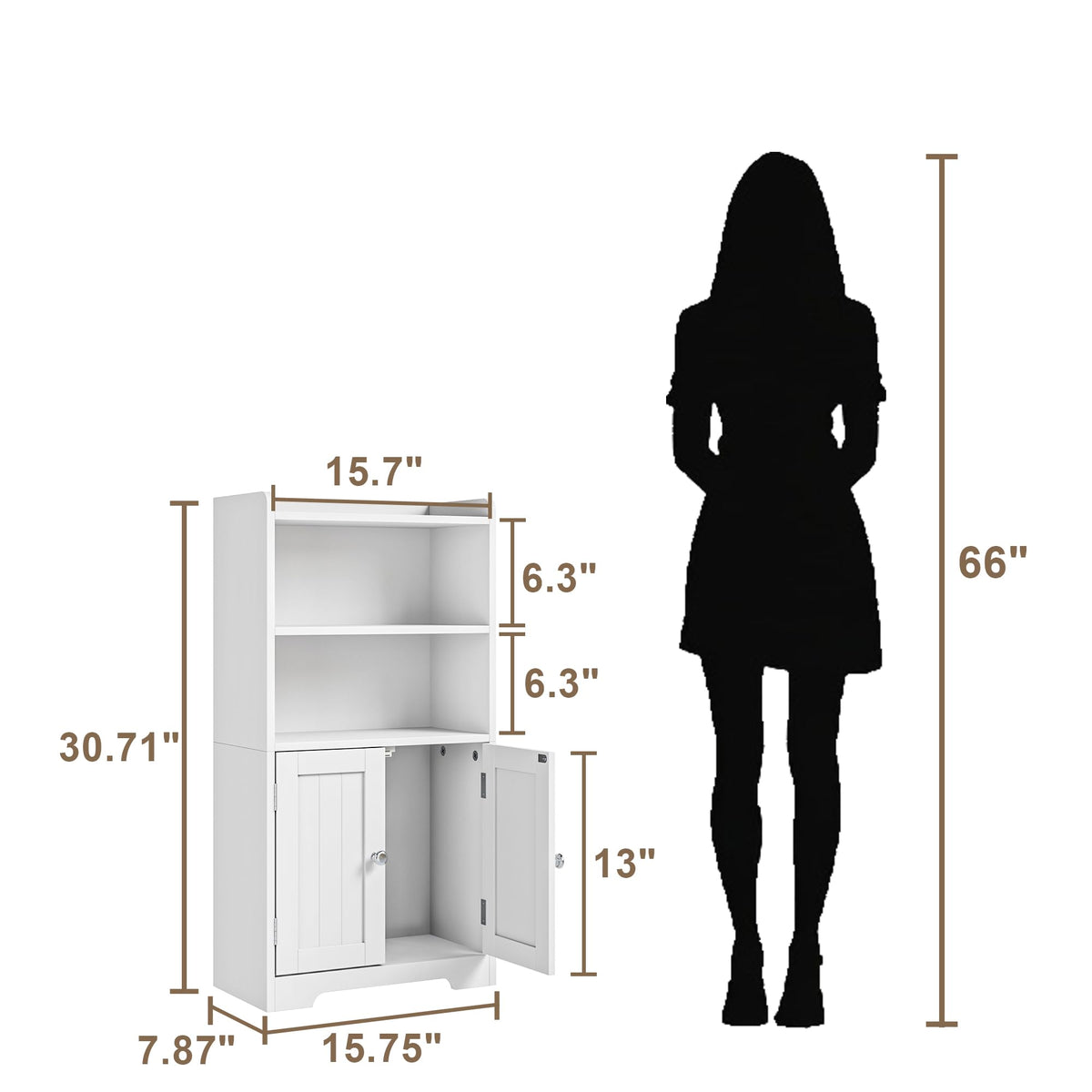 Small Bathroom Storage Cabinet with 2 Door and Shelves E89738
