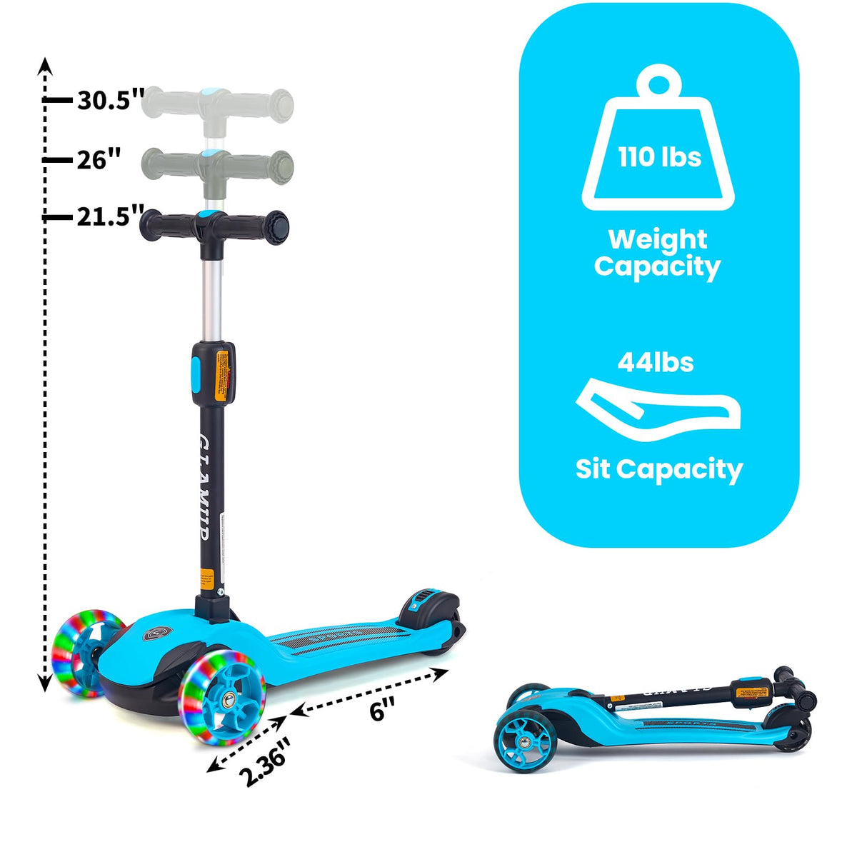 2-in-1 Folding 3 Wheel Kick Scooter A1373