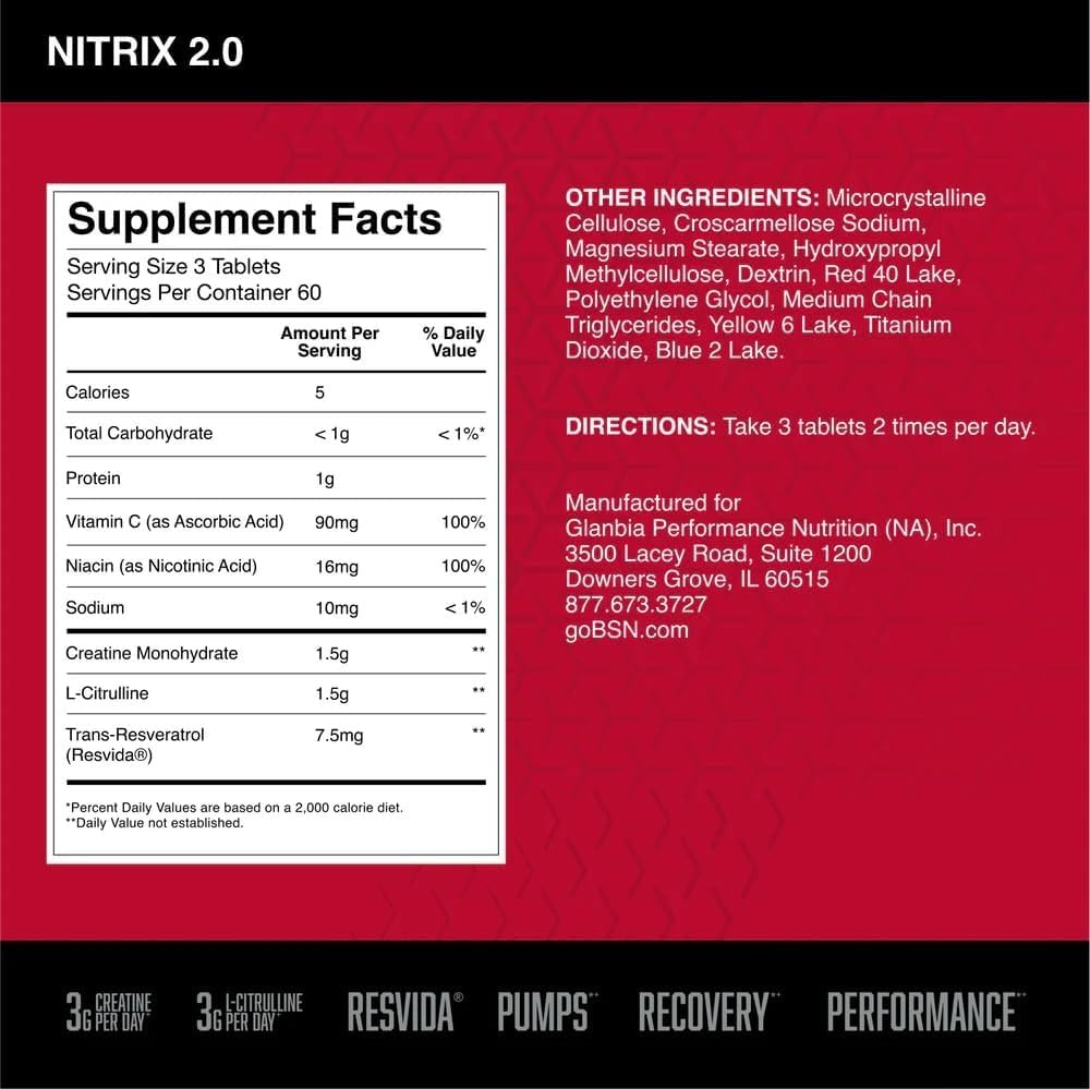 Nitric Oxide Workout Supplement, 180 Tablets V9971