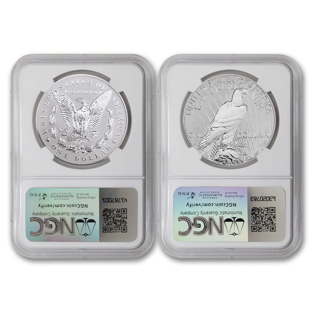 Set of 2 American Silver Morgan and Peace Dollar F6820
