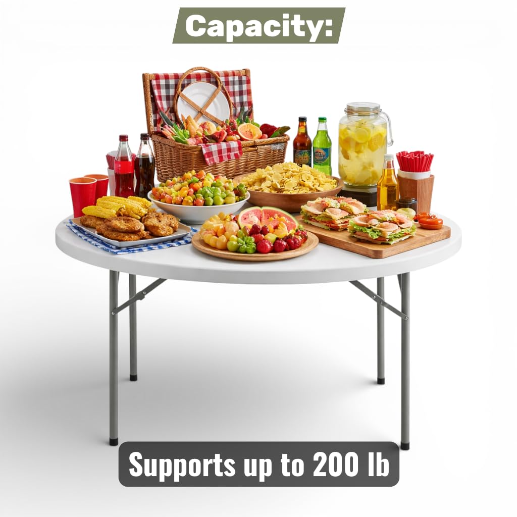6 Ft Round Bi-Fold Folding Table with 10 Chairs M317727