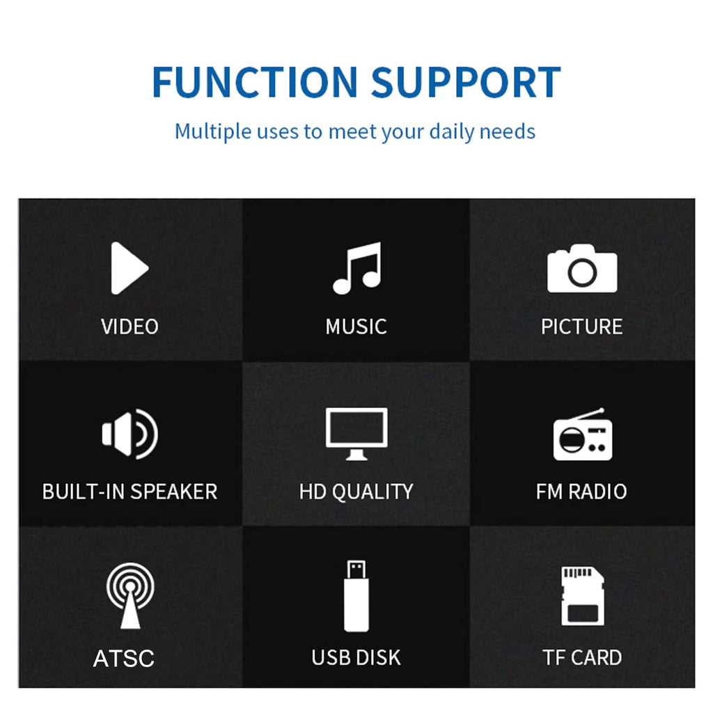 5 Inch Portable Pocket TV, ATSC LED Digital Player with Remote Control, 1500mAh Rechargeable Battery, Television TV for Camping Support USB, TF Card, FM Radio for Car, Kitchen, Travel O644113
