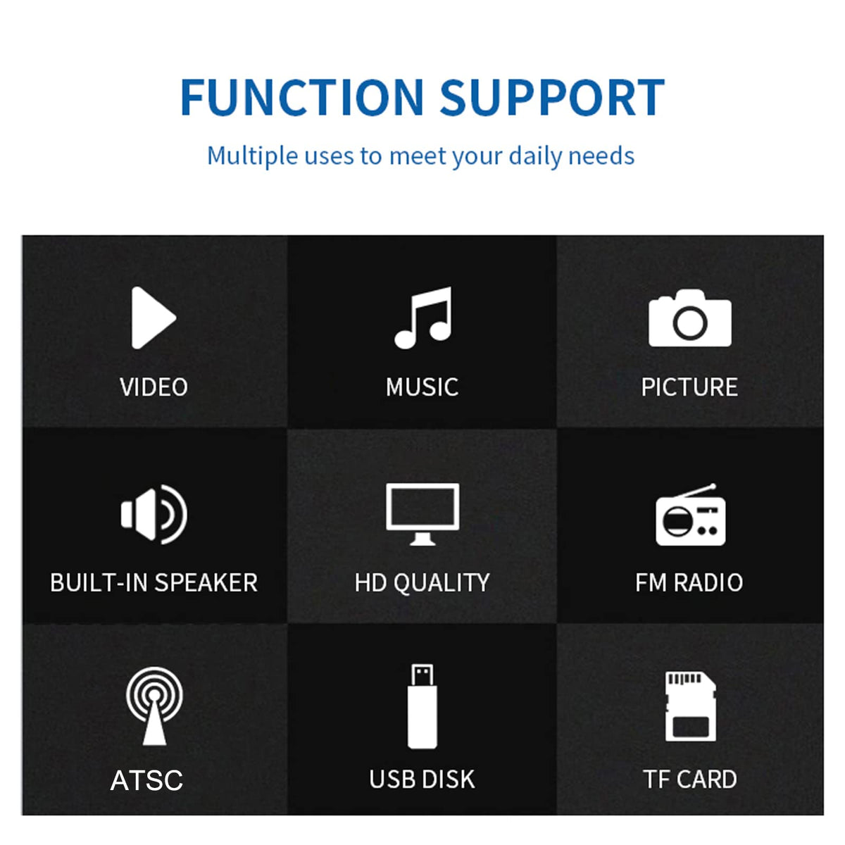 5 Inch Portable Pocket TV, ATSC LED Digital Player with Remote Control, 1500mAh Rechargeable Battery, Television TV for Camping Support USB, TF Card, FM Radio for Car, Kitchen, Travel O644113