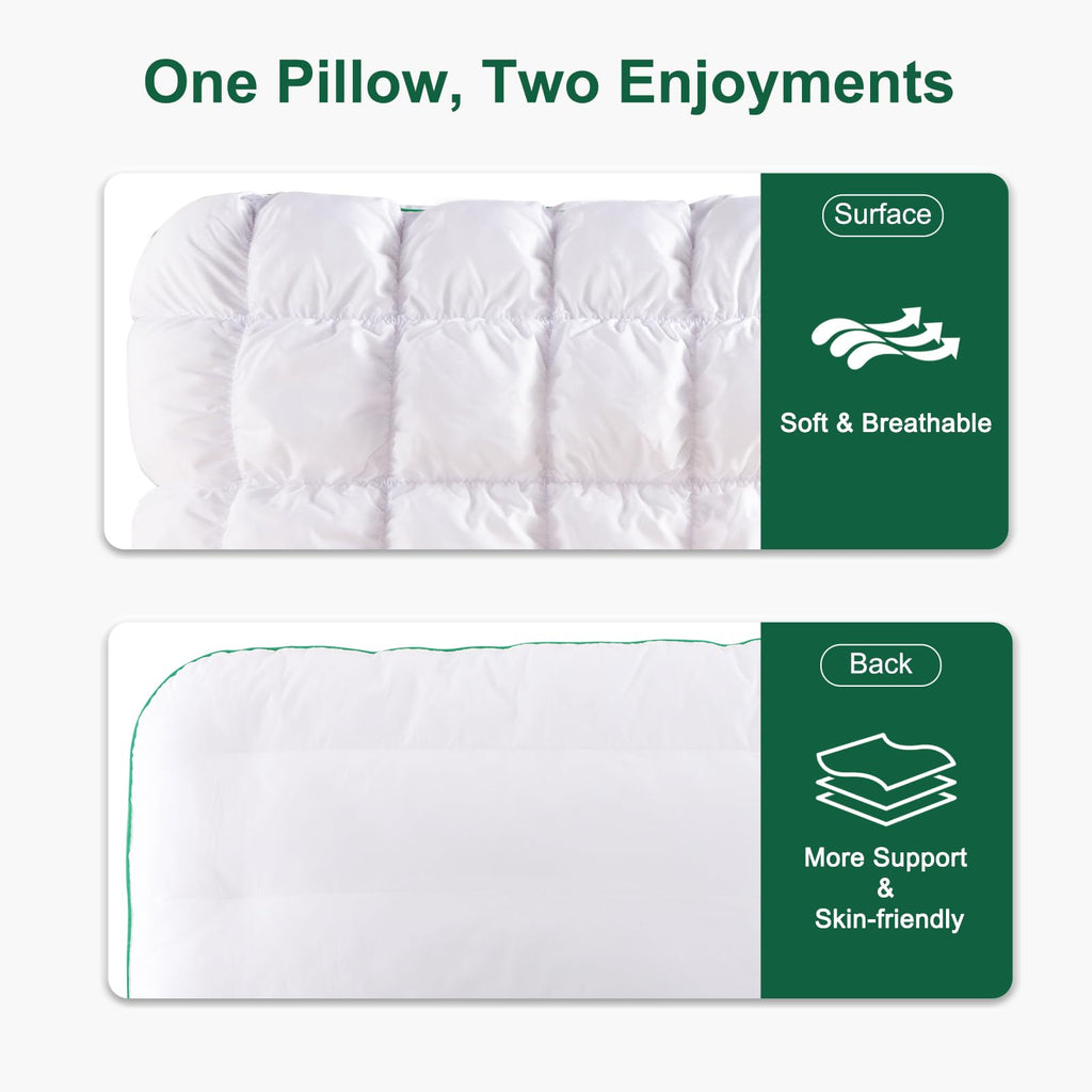 Fluffy Support Bed Pillow Queen Size Set of 2 White H366