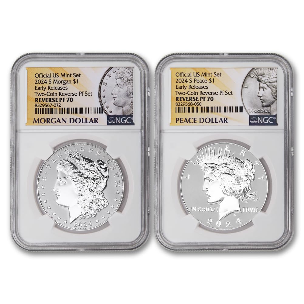 Set of 2 American Silver Morgan and Peace Dollar F6820