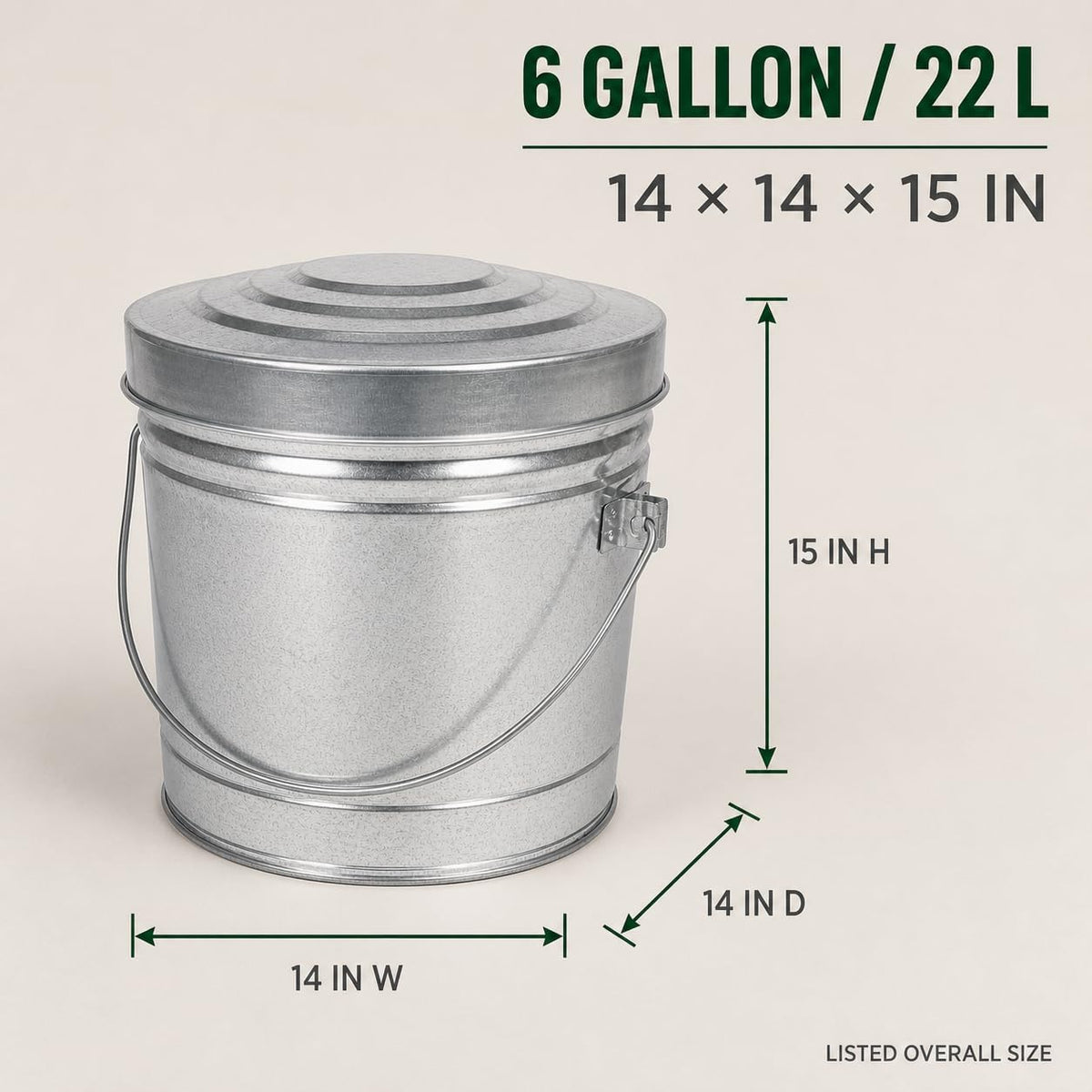 6 Gallon Galvanized Steel Can with Locking Lid C34742