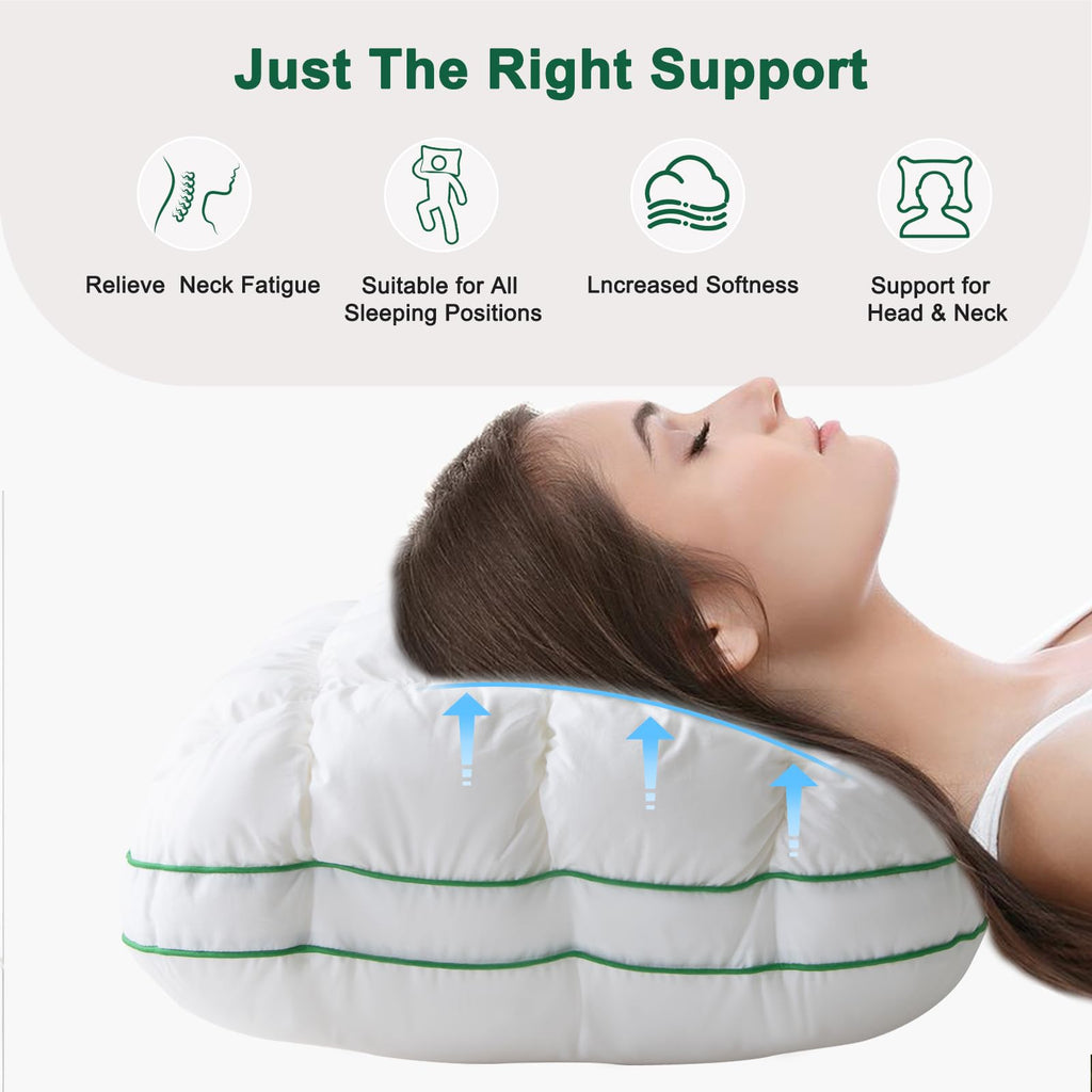 Fluffy Support Bed Pillow Queen Size Set of 2 White H366