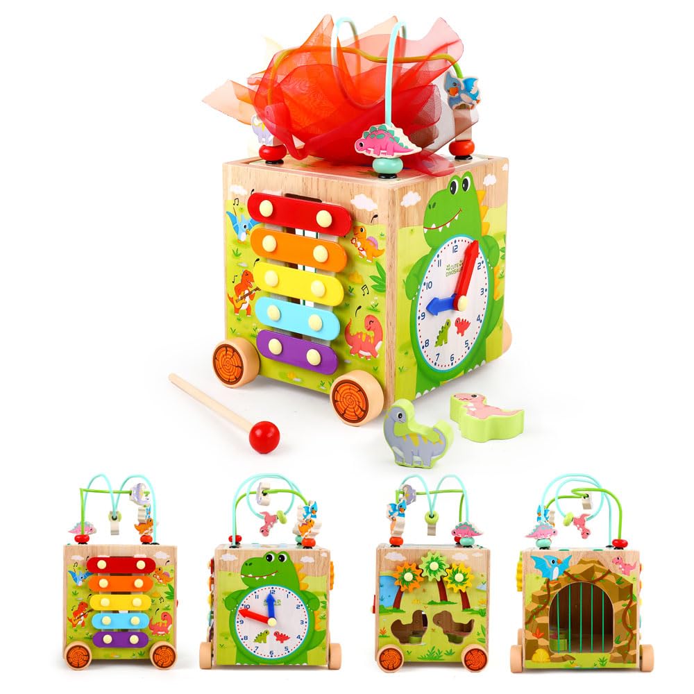 Montessori Wooden Activity Cube Toys F2729