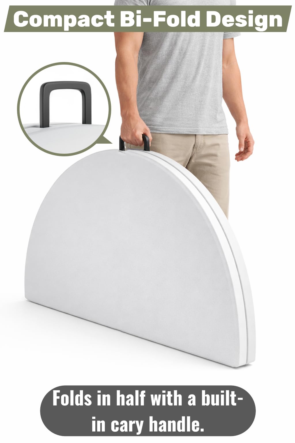 6 Ft Round Bi-Fold Folding Table with 10 Chairs M317727