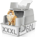 XXXL Stainless Steel Cat Litter Box with Lid S639384