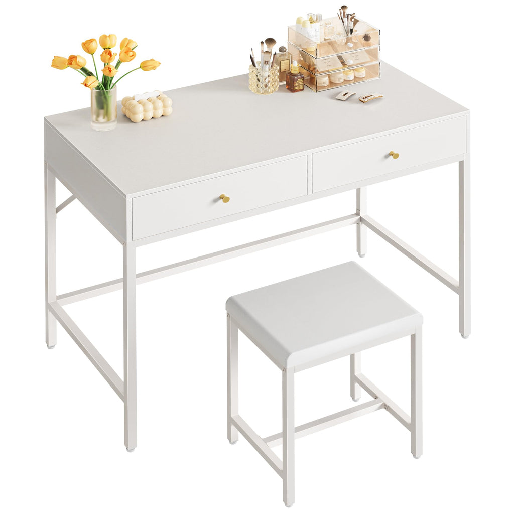 White Desk with 2 Drawers Q677