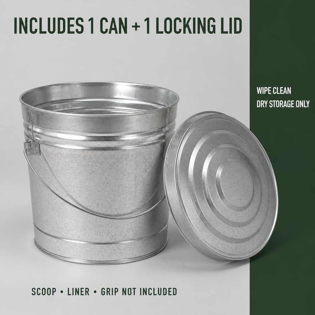 6 Gallon Galvanized Steel Can with Locking Lid C34742
