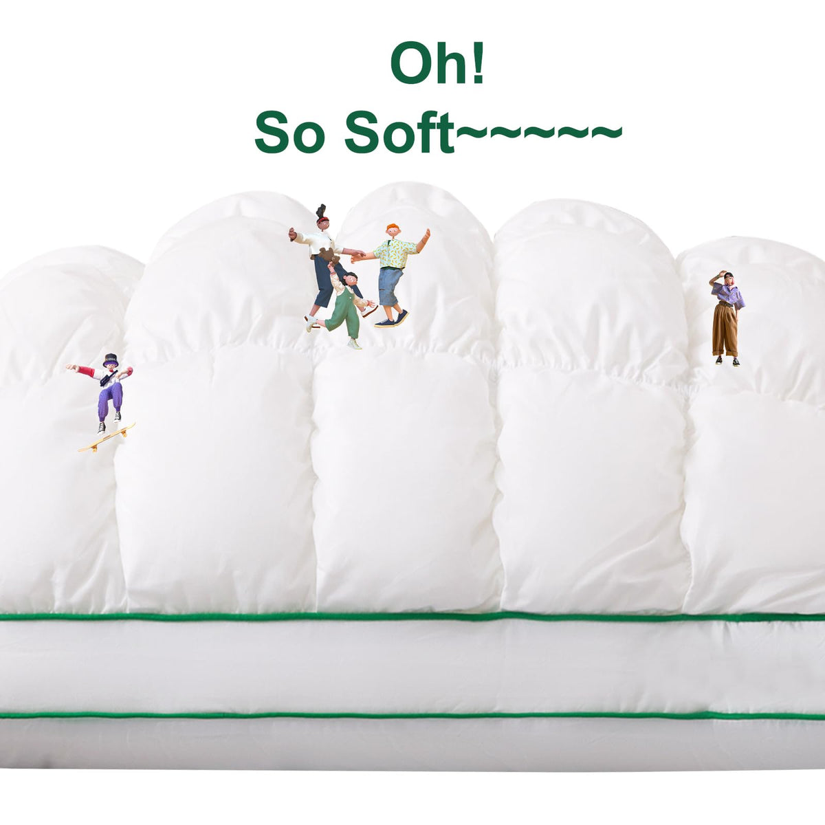 Fluffy Support Bed Pillow Queen Size Set of 2 White H366