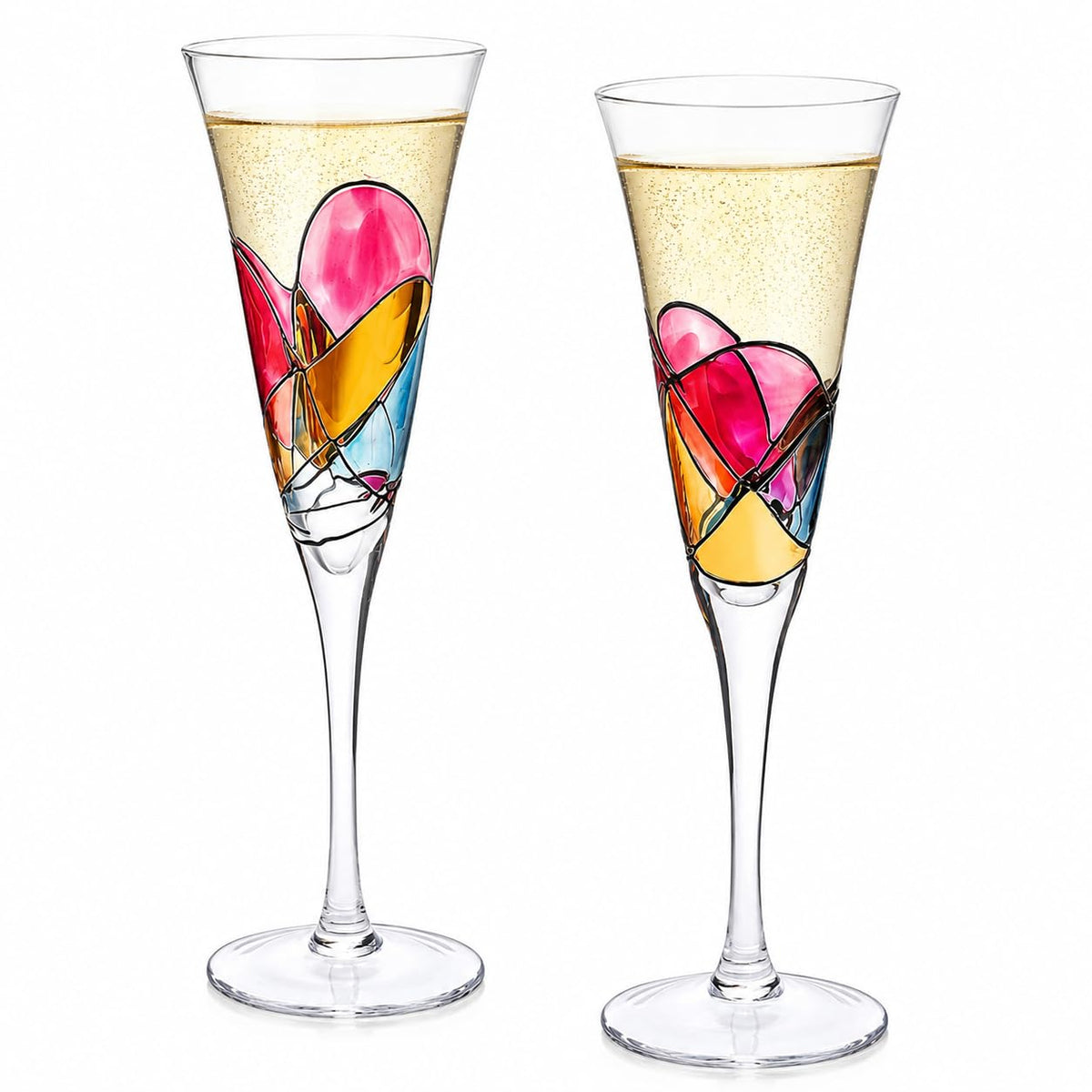 Hand Painted Martini Champagne Cocktail Glasses 2 Set R225