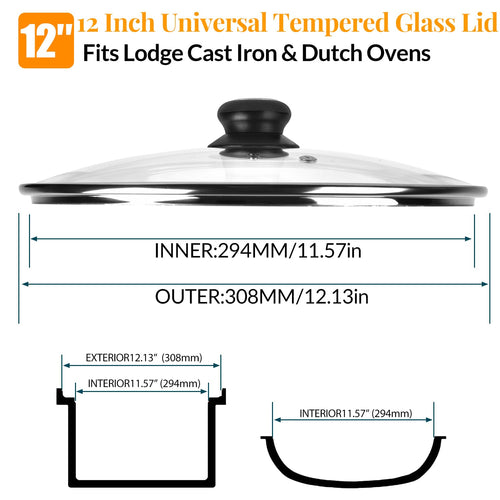 12 Inch Tempered Glass Lid for Frying Pan & Skillet O49410