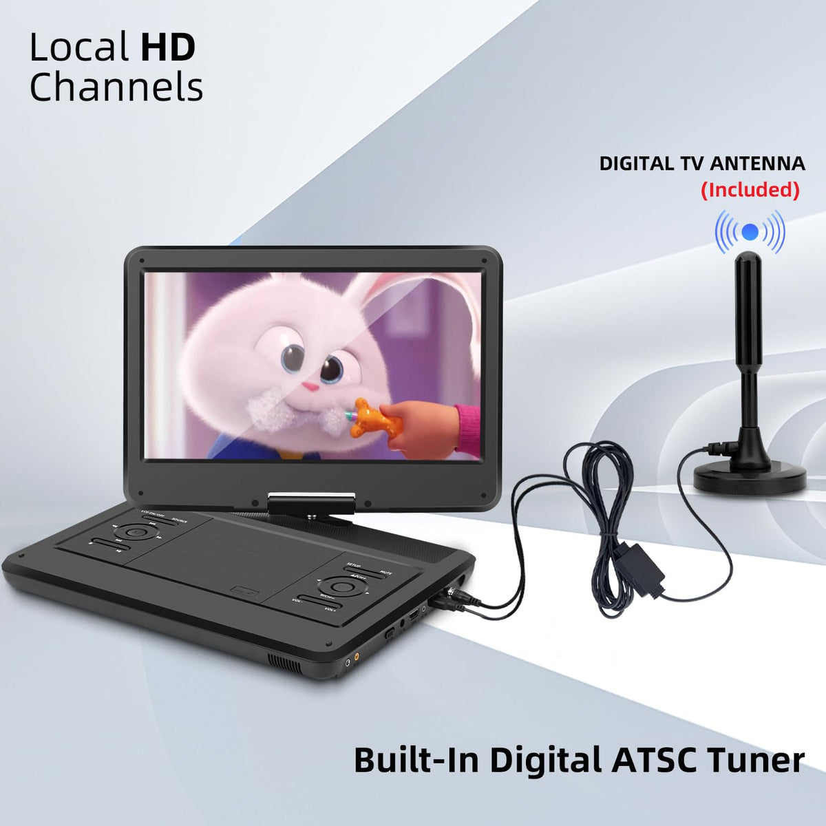 16.5" Portable TV/DVD Player Combo with 14.0" HD Swivel Screen Y2459
