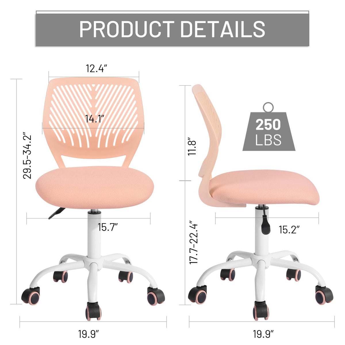 Armless Adjustable Swivel Mesh Task Chair T5543