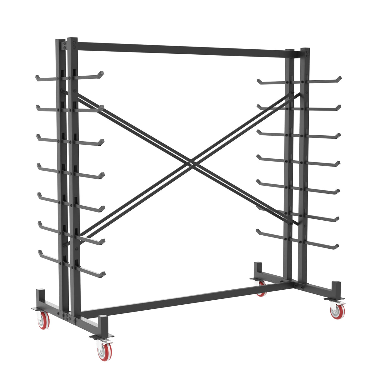 Heavy-Duty 2000LBS 7-Tier Rolling Lumber Storage Rack A3825