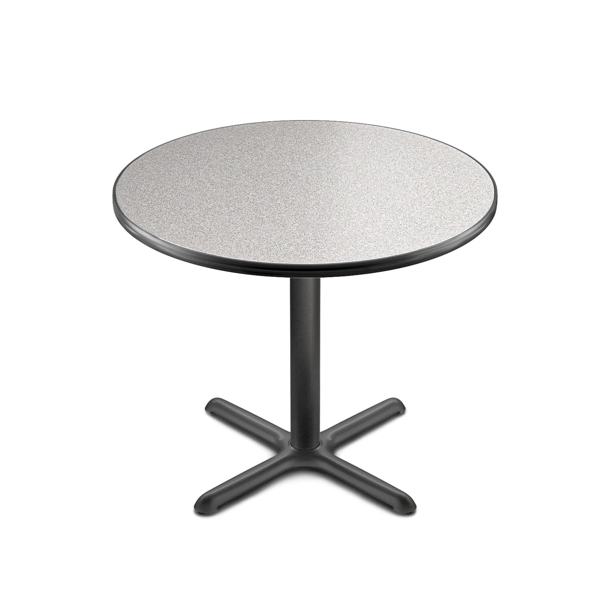 Round 36 in Diameter 30 in Dining Height Black Frame Gray Laminate Cafe Table P658