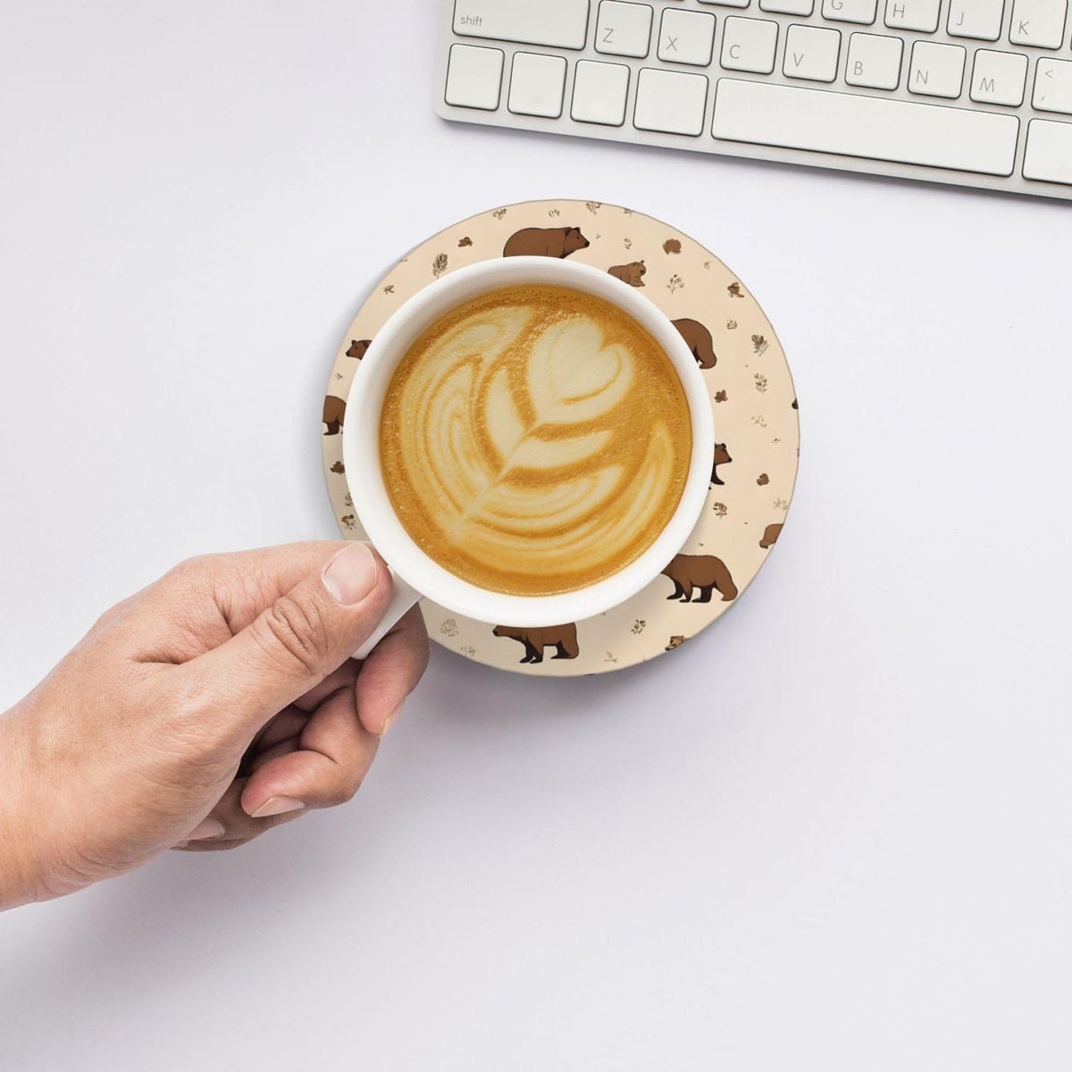 6-Piece Set of Absorbent Ceramic Coasters with Cork Backing M3687