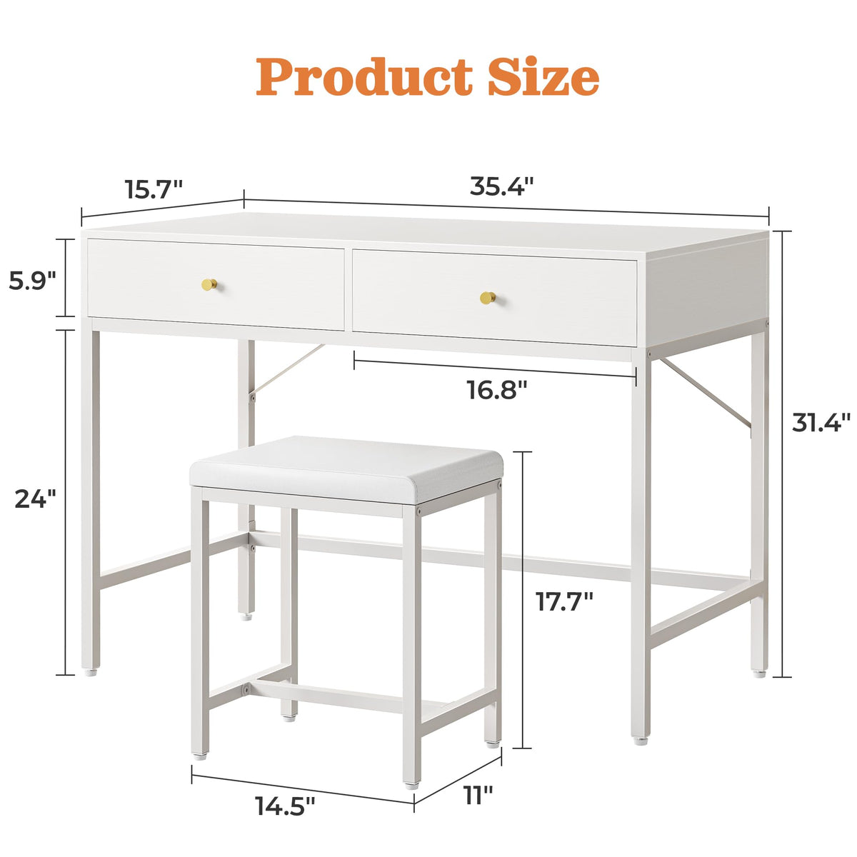 White Desk with 2 Drawers Q677
