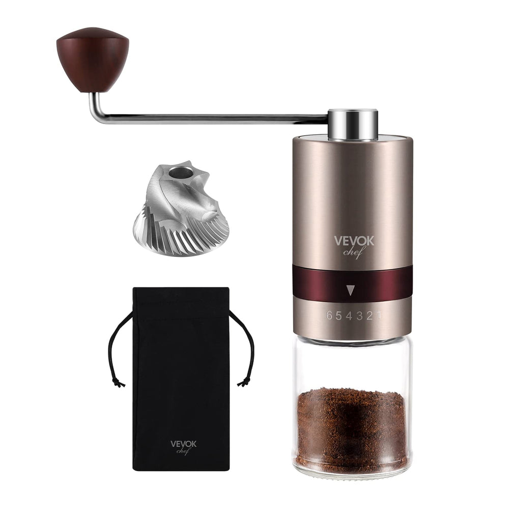 Gold Manual Stainless Steel Burr Coffee Grinder with Portable Bag U659032