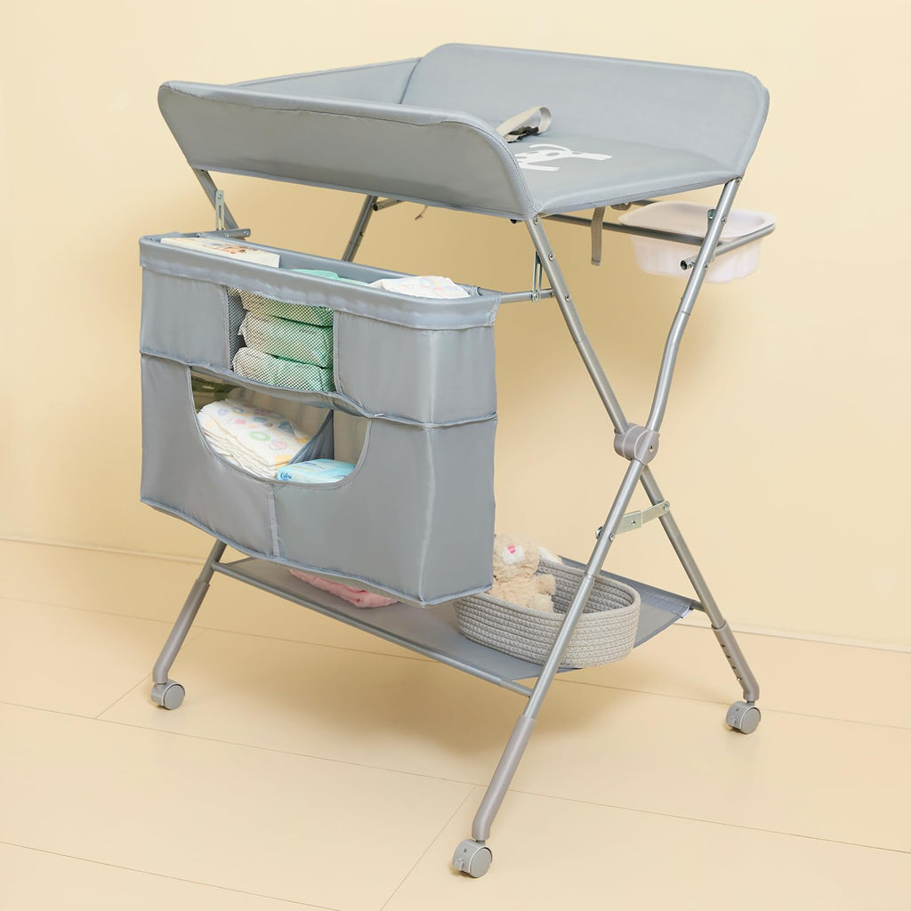 Foldable Baby Changing Table with Wheels T877