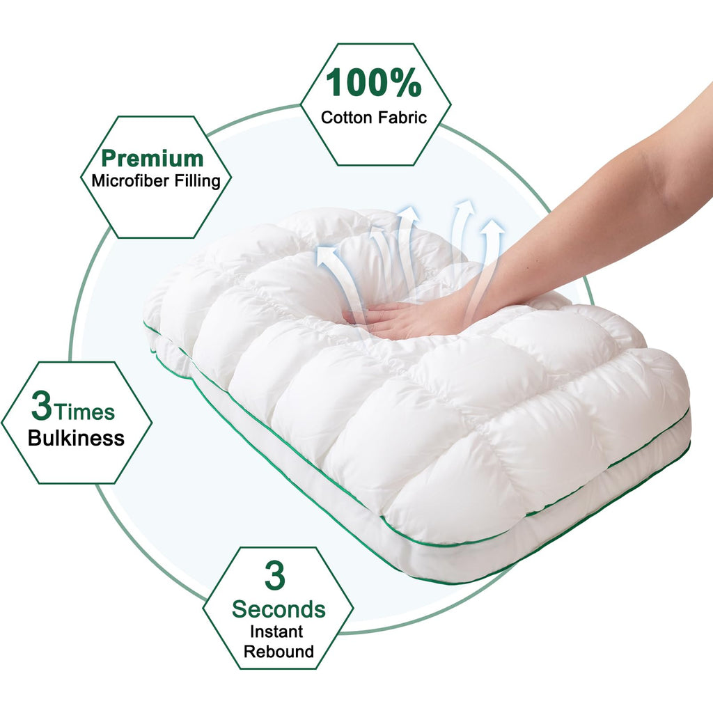 Fluffy Support Bed Pillow Queen Size Set of 2 White H366