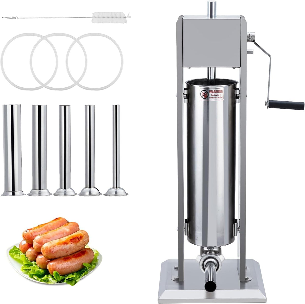 15L Sausage Stuffer with 5 Stainless Steel Tubes R7623