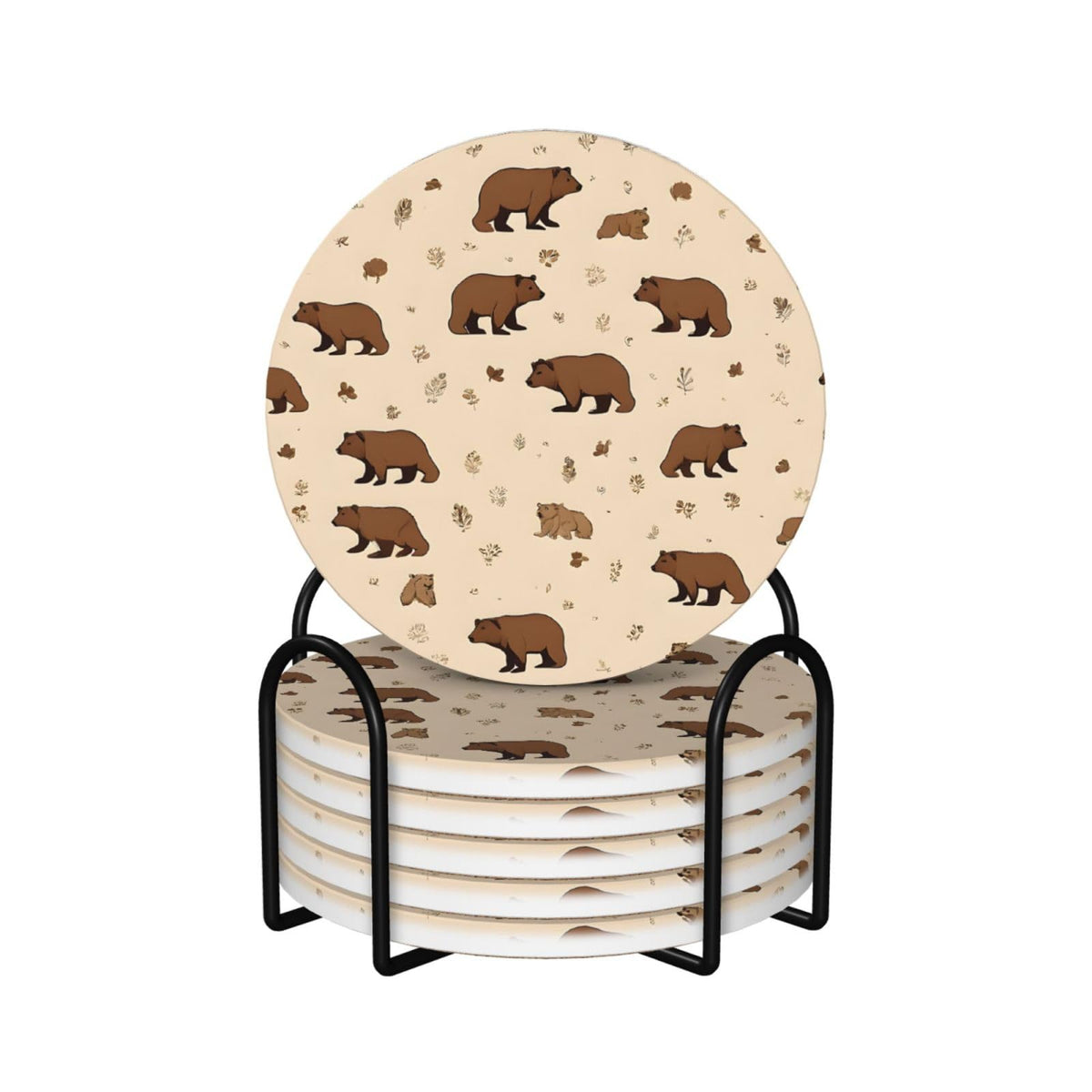 6-Piece Set of Absorbent Ceramic Coasters with Cork Backing M3687