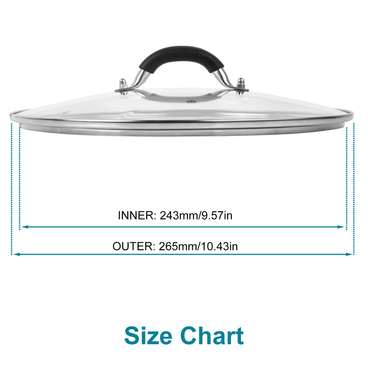 10.25 Inch Tempered Glass Lid with Steam Vent B9099