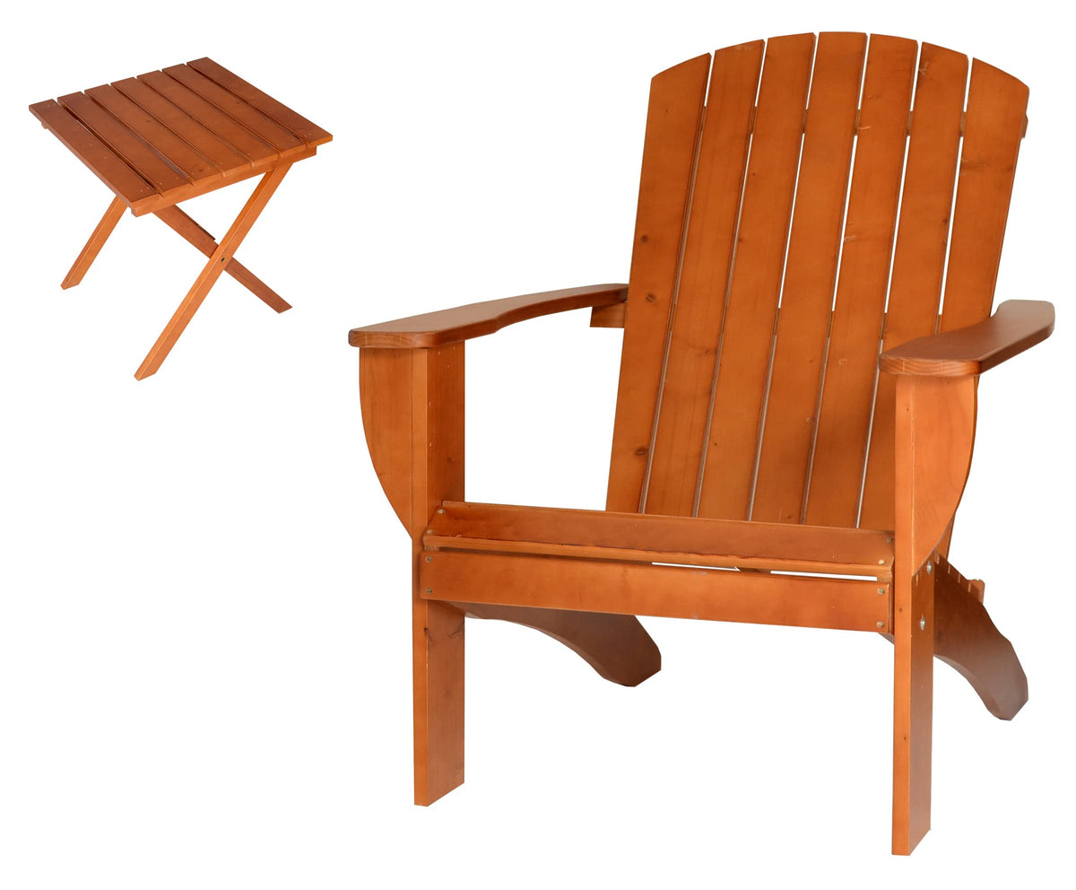 Solid Cedar Adirondack Extra Wide Chair with Folding Table F60900
