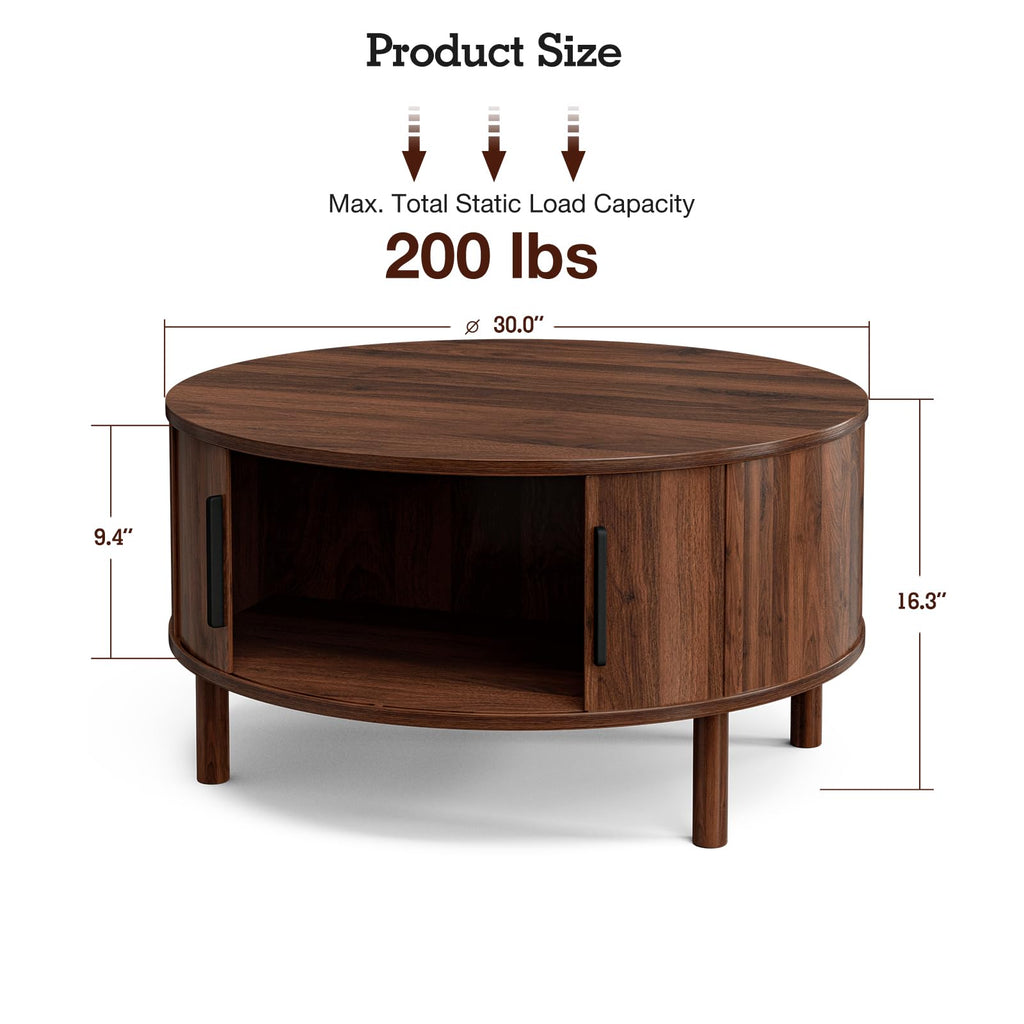 Round Coffee Table with Sliding Doors Z43058