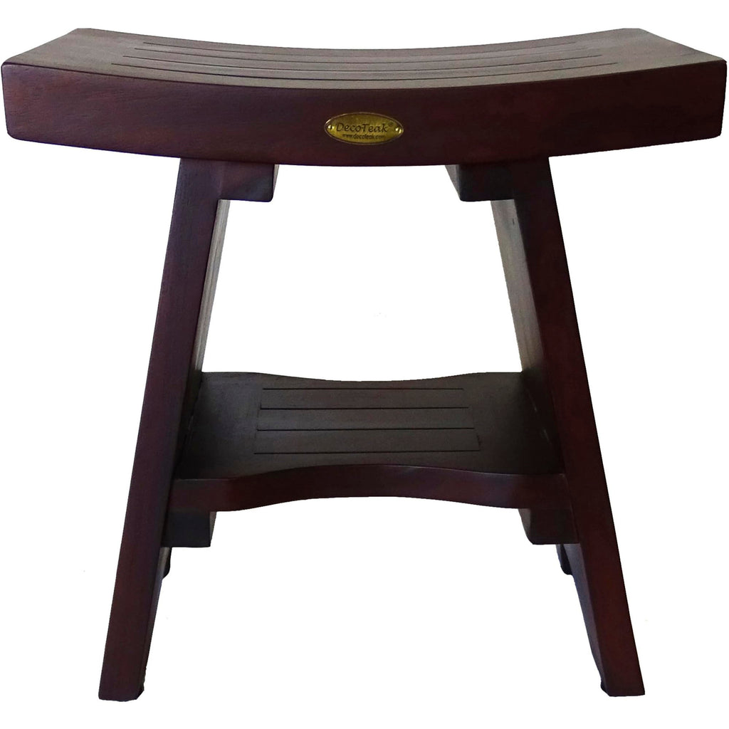 18" Solid Teak Shower Bench with Adjustable Feet D257