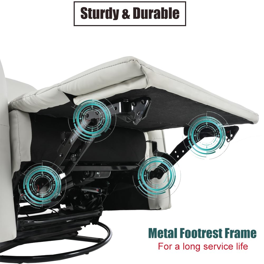 Power Swivel Rocker Recliner Chair Light Gray I320