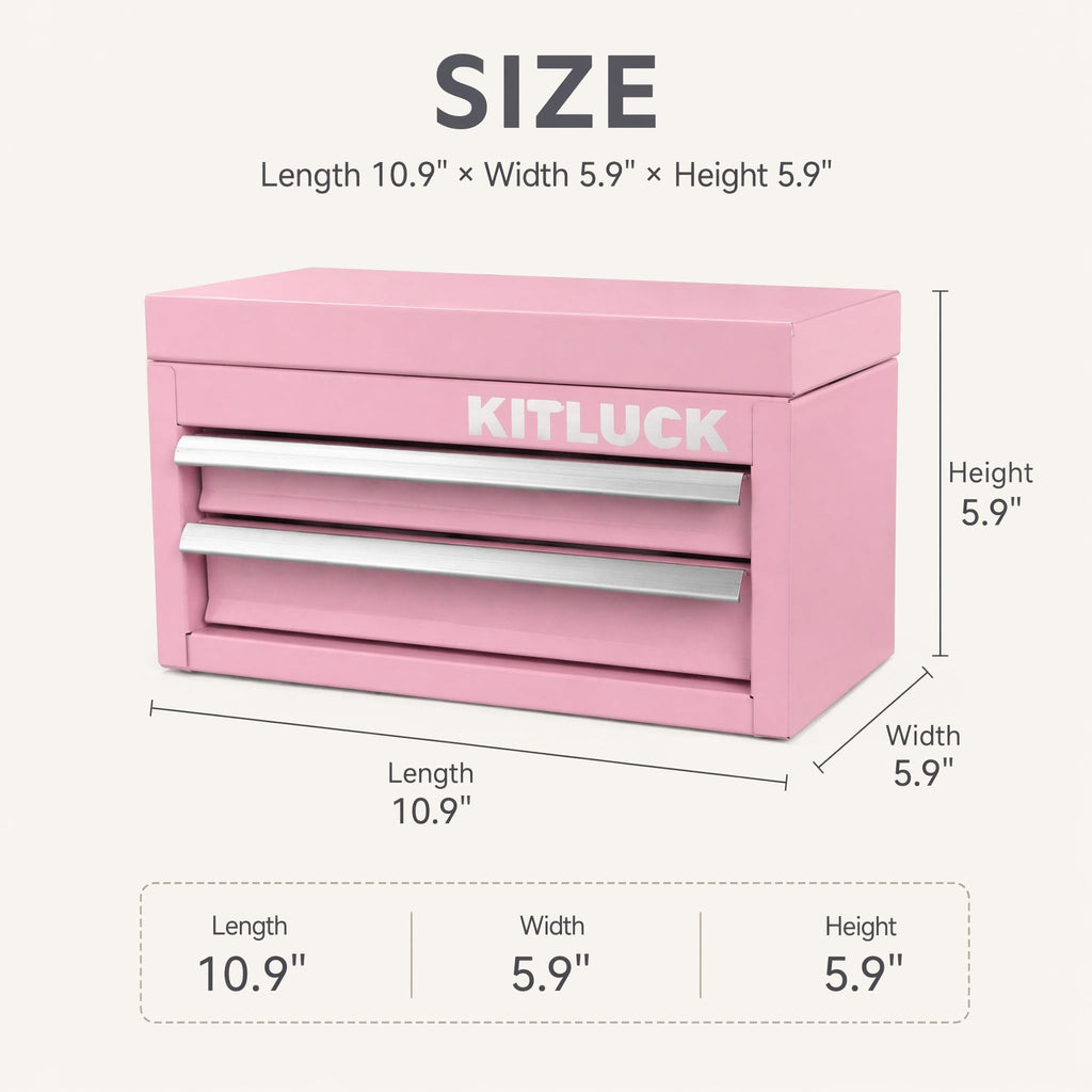 Pink 2-Drawer Metal Tool Box R7127