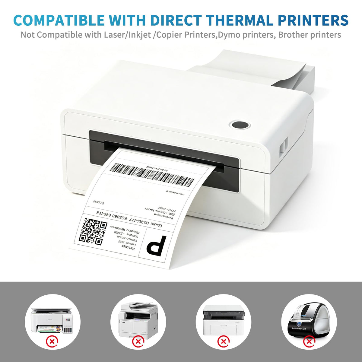 4 x 6 White Perforated Direct Thermal Labels, 1000 per Stack Y58743