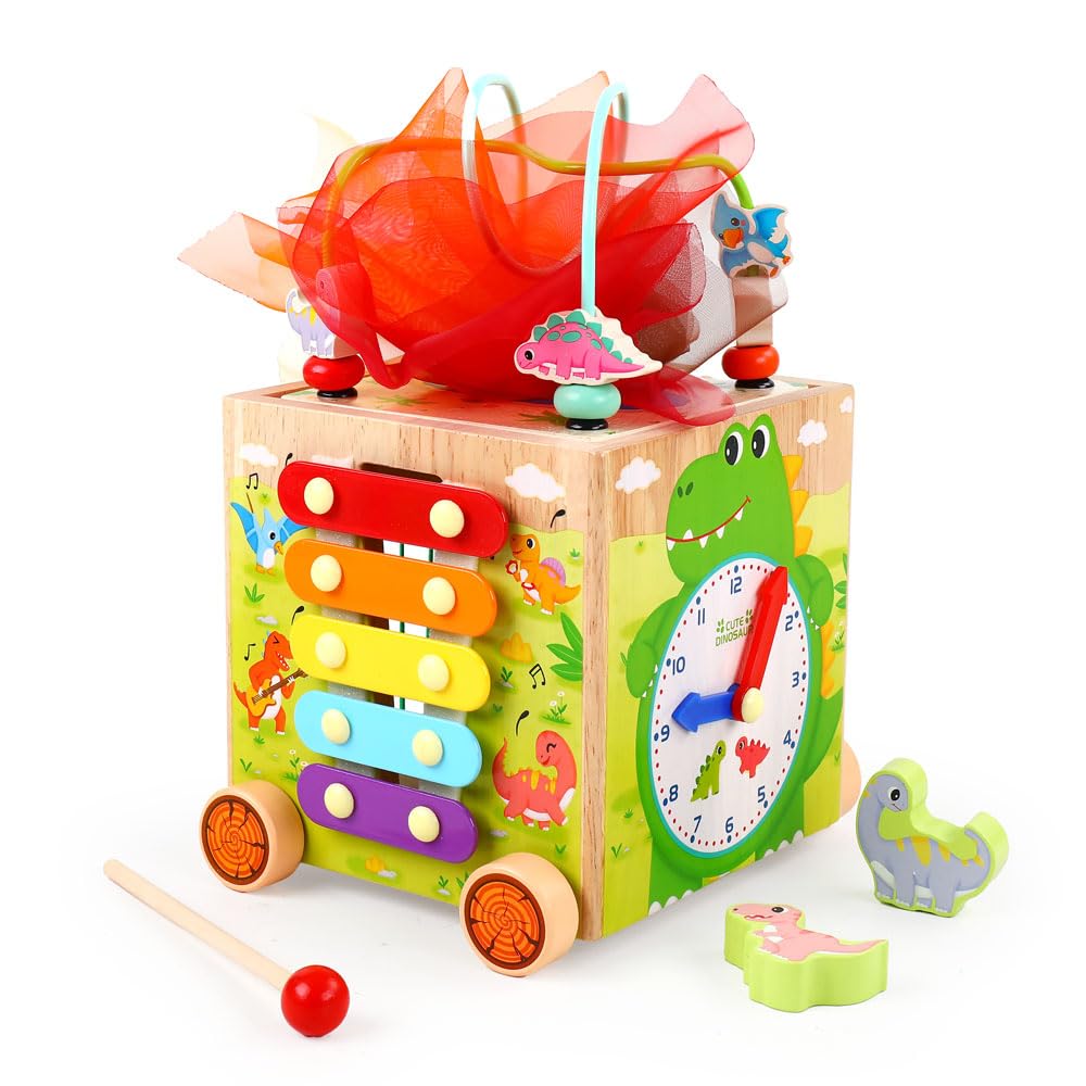 Montessori Wooden Activity Cube Toys F2729