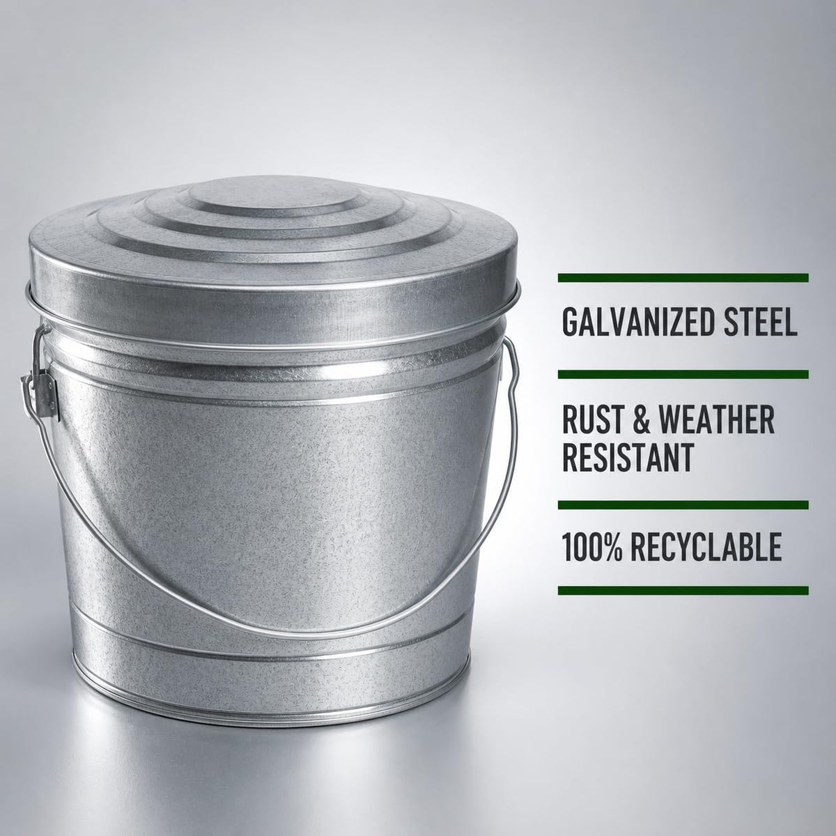 6 Gallon Galvanized Steel Can with Locking Lid C34742