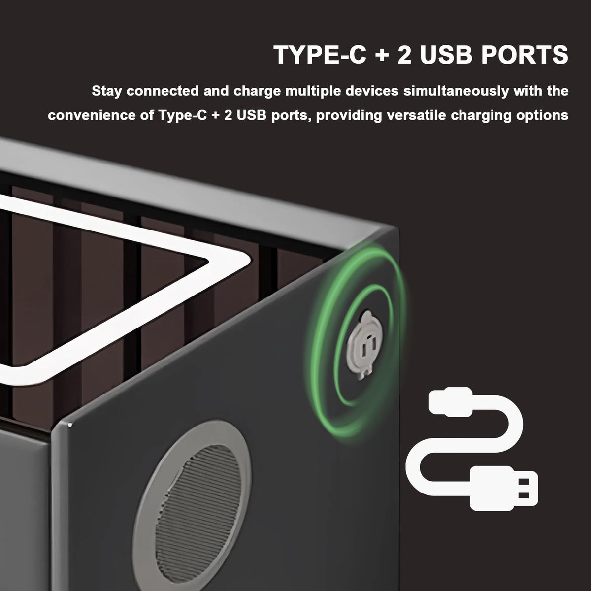 White 3 Drawer Nightstand with Fingerprint Lock and Wireless Charging F7764