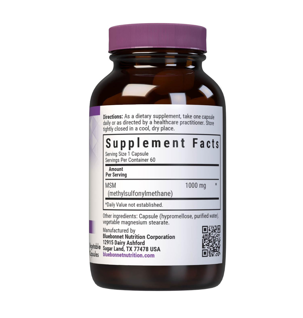 MSM 1000 mg 60 Vegetable Capsules G626940