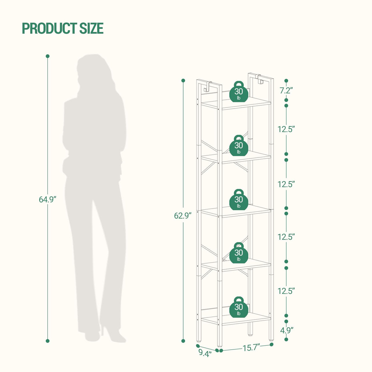 Bookshelf with 2 Hooks P8338