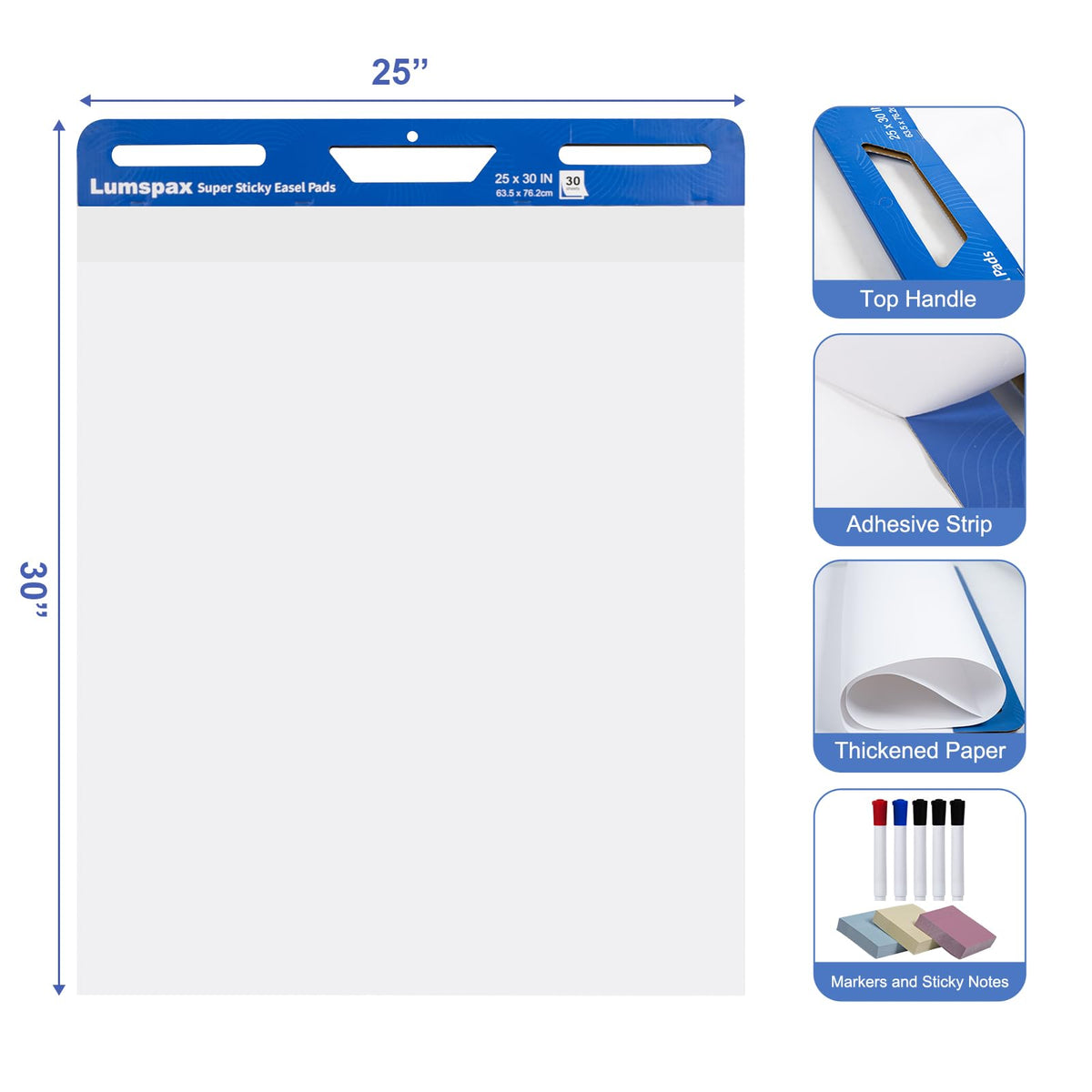 Bleedproof Self-Adhesive Easel Pads 25 x 30 Inches 3 Pads W448842